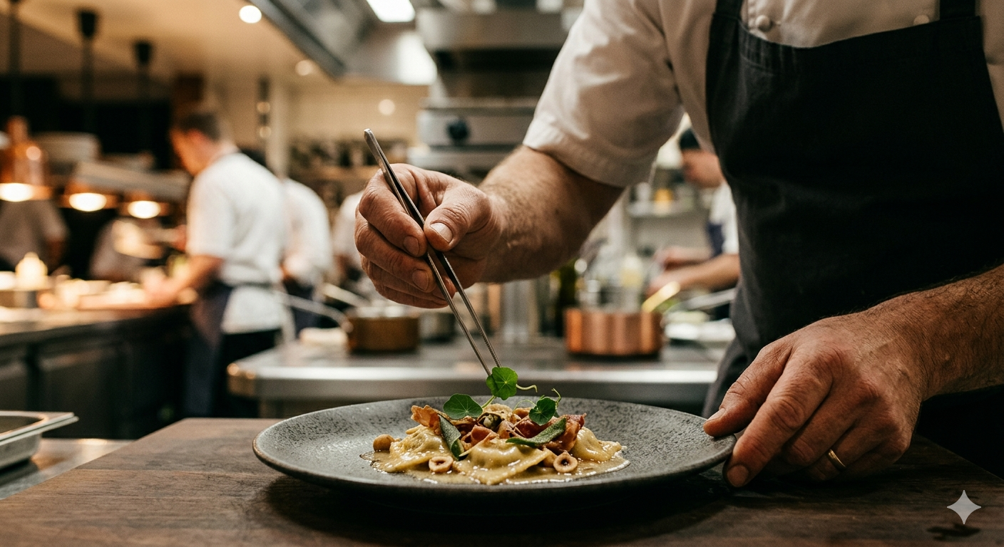 Chef plating a dish